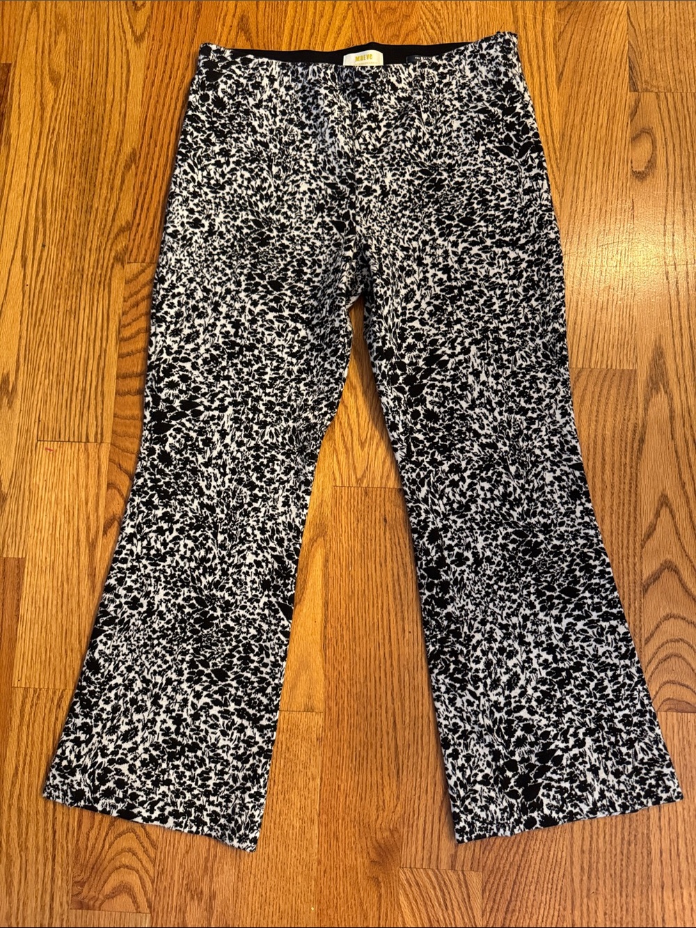 Maeve Black and White Ponte Flare Pants